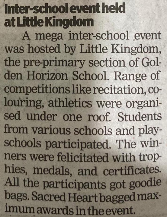 A Mega inter school Event was hosted by Little Kingdom the pre-primary section of Golden Horizon School